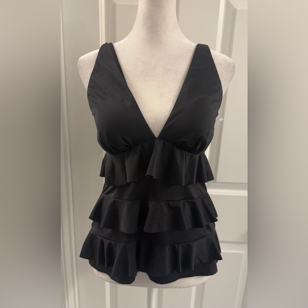 NWT Dreamsuit  By Miracle Brands Black Tankini Top Size 8,10